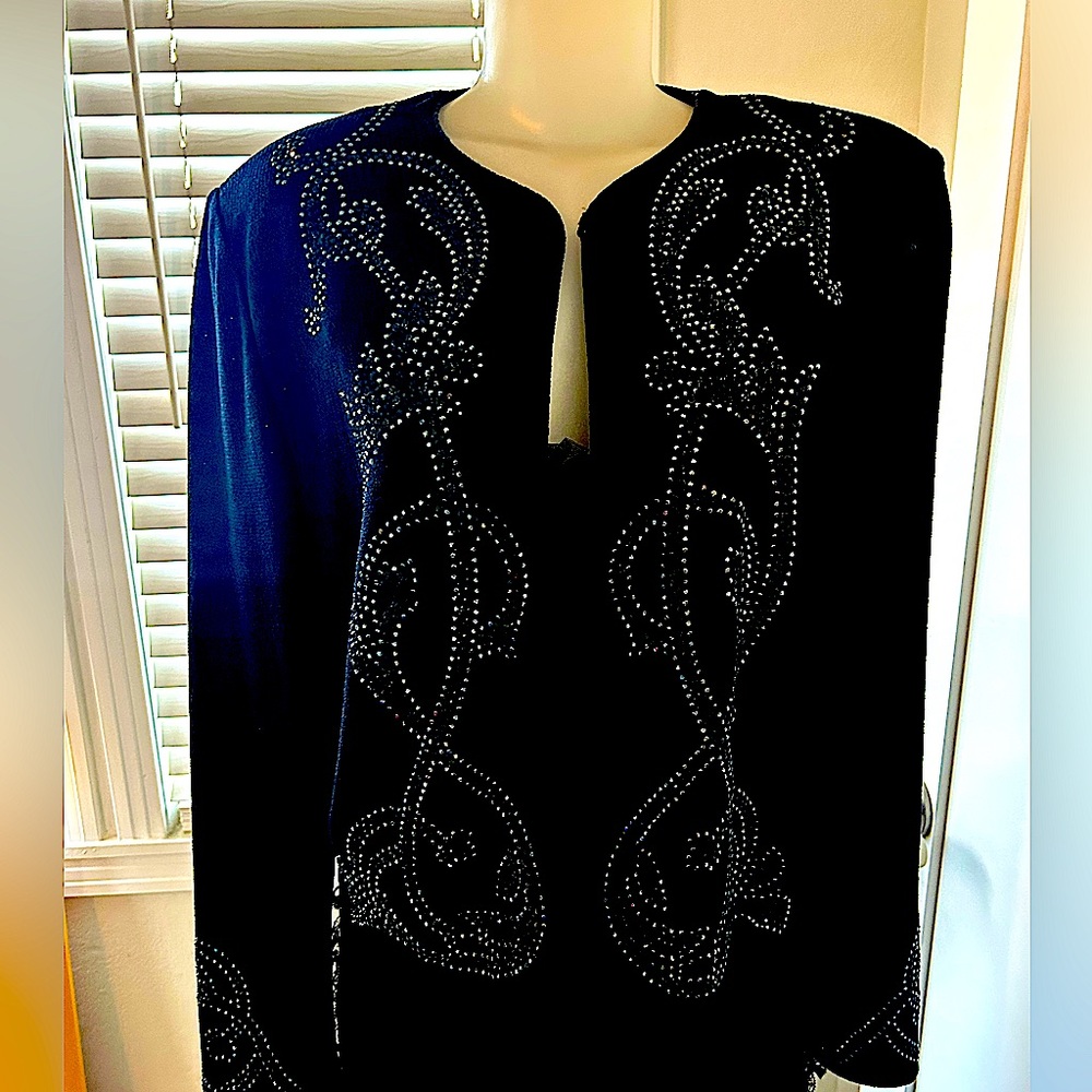 Excellent condition St. John couture iridescent, crystal design bolero, sweater
